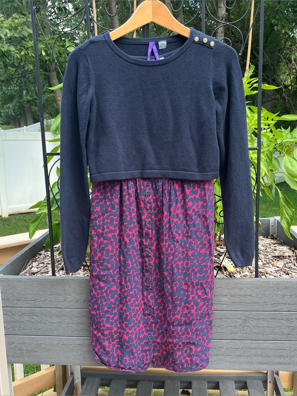 Seraphine Maternity & Nursing Navy & Fuchsia Layered Dress Sz 4 Postpartum Comfy